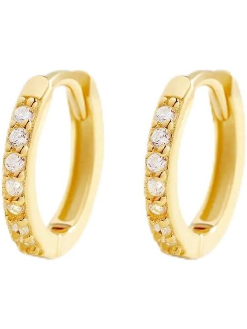 Dainty CZ Pave Huggie Hoop Earrings for Women - Mint Green, Elegant & Chic